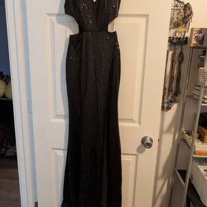 Emerald Sundae Black Satin Dress